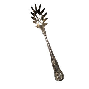Silverplated Rogers Pasta Spaghetti Serving Spoon 11" Italy Spike Shell